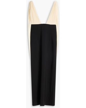 ARMARIUM Mara Cape-Effect Wool-Blend Georgette Maxi Dress - Black