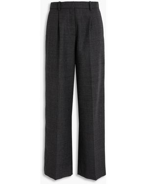 Sandro Prince Of Wales Checked Wool-tweed Wide-leg Pants - Black