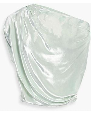 The Sei One-Shoulder Draped Devoré-Velvet Top - Green