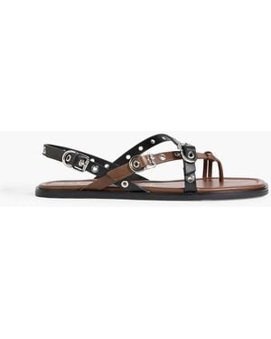 3.1 Phillip Lim Two-Tone Leather Slingback Sandals - Black