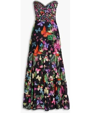 Charo Ruiz Danny Strapless Tiered Printed Cotton-blend Maxi Dress - White
