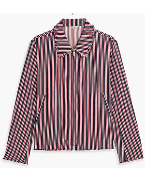 Thom Browne Frayed Striped Silk And Cotton-Blend Jacket - Red