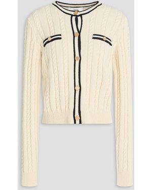 FRAME Cable-Knit Cotton-Blend Cardigan - Natural