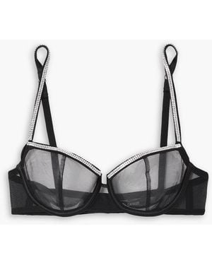 I.D Sarrieri Dancing In The Moonlight Crystal-embellished Stretch-tulle Balconette Bra - Black