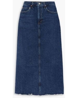 Agolde Hilla Frayed Denim Maxi Skirt - Blue