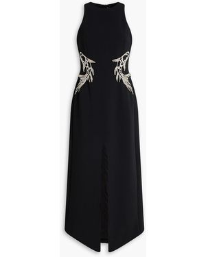 David Koma Crystal-Embellished Crepe Midi Dress - Black