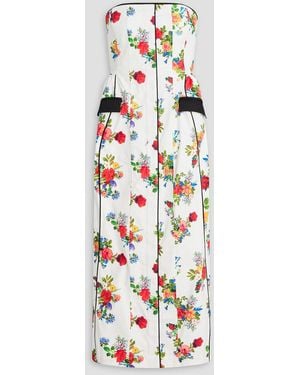 Kika Vargas Maryan Strapless Floral-print Cotton-blend Midi Dress - White