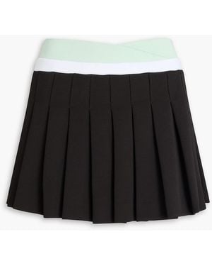 CASABLANCA Pleated Color-Block Knitted Mini Skirt - Black