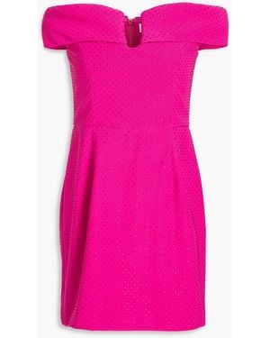 Rebecca Vallance Last Dance Off-the-shoulder Embellished Tulle Mini Dress - Pink