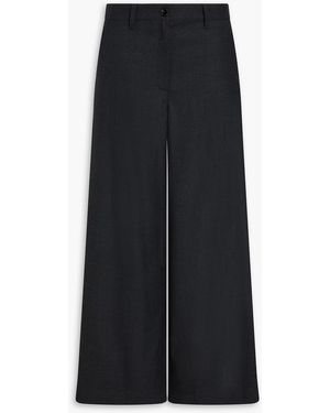 Theory Twill Wide-Leg Trousers - Black