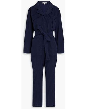 Alex Mill Expedition Cropped Tm-blend Twill Jumpsuit - Blue