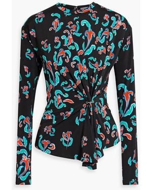 Rabanne Printed Stretch-Jersey Top - Blue