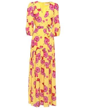 Borgo De Nor Salma Belted Floral-print Crepe De Chine Maxi Dress - Orange