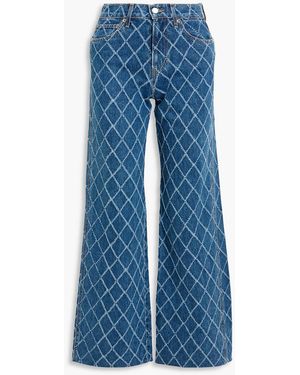 Veronica Beard Taylor Frayed High-Rise Wide-Leg Jeans - Blue