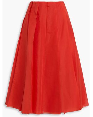 Altuzarra Pleated Silk-Organza Midi Skirt - Red