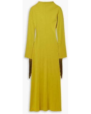 LAPOINTE Fringed Crepe Maxi Dress - Yellow