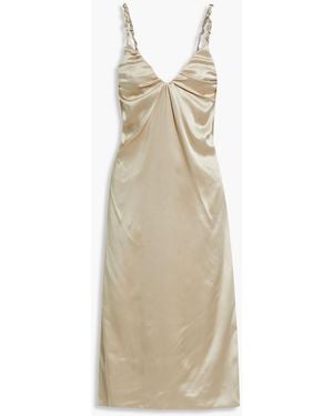 Dodo Bar Or Libi Open-Back Draped Silk-Charmeuse Midi Slip Dress - Natural