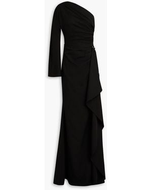 Rhea Costa Robe aus stretch-jersey mit drapierung und asymmetrischer schulterpartie - Schwarz
