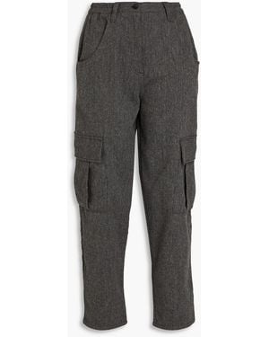 American Vintage Cropped Mélange Brushed-felt Cargo Trousers - Grey