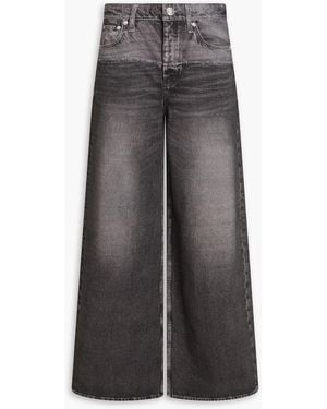 Rag & Bone Miramar hose mit weitem bein aus baumwollfleece mit print und denim-effekt - Grau