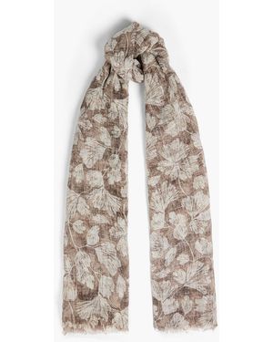 Brunello Cucinelli Schal aus leinen-gaze mit floralem print - Weiß