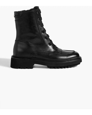 Ferragamo Orlando Leather Combat Boots - Black