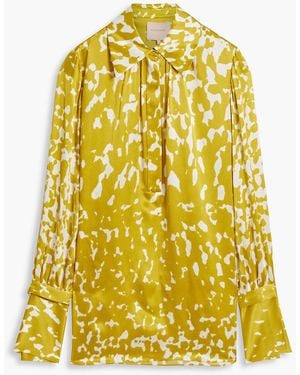 ROKSANDA Printed Silk-satin Top - Yellow
