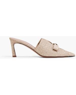Zimmermann Tux Bow-detailed Glittered Canvas Mules - Metallic