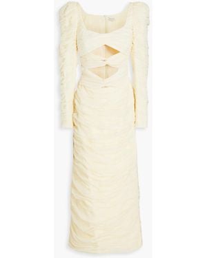 Magda Butrym Cutout Plissé Silk-blend Midi Dress - Natural