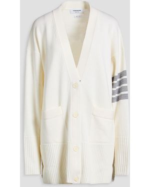 Thom Browne Oversized-cardigan aus merinowolle mit streifen - Weiß