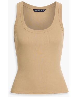 Veronica Beard Birke Ribbed Pima Cotton-Blend Jersey Tank - Natural