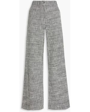Theory Cotton-blend Tweed Wide-leg Trousers - Grey