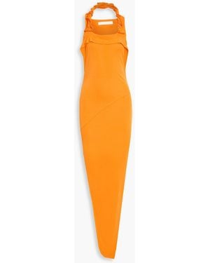 Helmut Lang Cutout Embellished Stretch-knit Maxi Dress - Orange