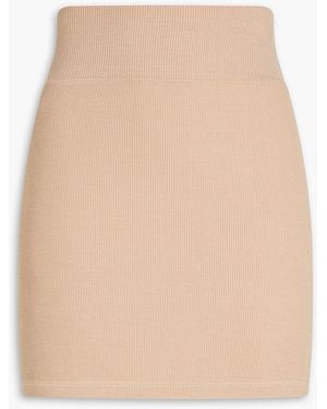 Enza Costa Ribbed Jersey Mini Skirt - Natural