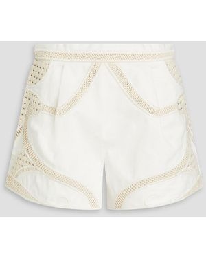 Maje Shorts aus baumwoll-twill mit häkeleinsätzen - Natur