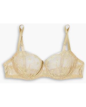 I.D Sarrieri Plein Solei Satin-trimmed Embroidered Silk-blend Tulle Underwired Soft-cup Bra - White