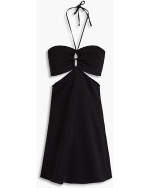 Maje Cutout Crepe Halterneck Mini Dress - Black
