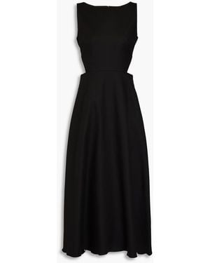 Mother Of Pearl Cutout Tm-blend Twill Midi Dress - Black