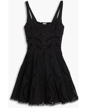Charo Ruiz Ricka Broderie Anglaise Cotton-Blend Mini Dress - Black