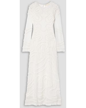 Ulla Johnson Valentina Appliquéd Pointelle-Knit Midi Dress - Natural