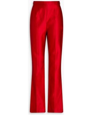 McQueen Duchesse Silk-Satin Slim-Leg Trousers - Red
