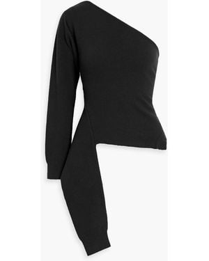 Rohe One-Sleeve Asymmetric Wool-Blend Top - Black