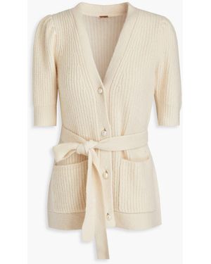 Adam Lippes Brushed Ribbed Cashmere And Silk-blend Cardigan - Natural