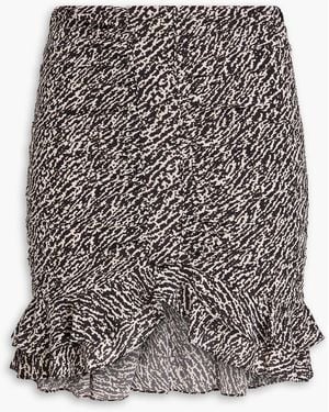 Isabel Marant Milendi Ruched Printed Stretch-Silk Mini Skirt - Black