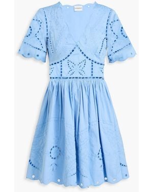 Claudie Pierlot Broderie Anglaise Cotton Mini Dress - Blue