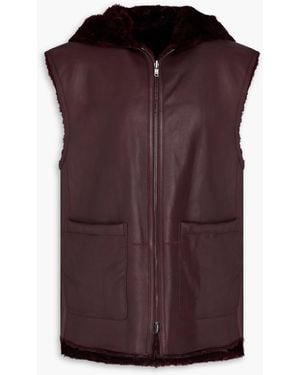 JOSEPH Dantec Reversible Shearling Hooded Vest - Purple