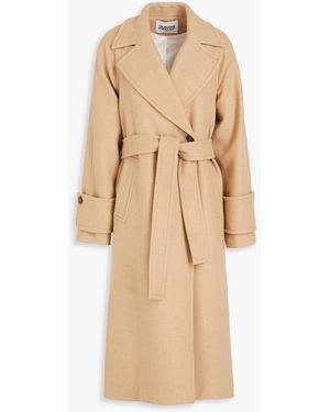 Claudie Pierlot Double-breasted Belted Wool-blend Twill Coat - Natural