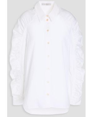 Palmer//Harding Fleeting Ruched Cotton-poplin Shirt - White