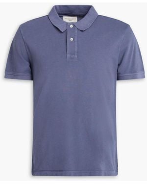 Officine Generale Larry Cotton-Piqué Polo Shirt - Blue