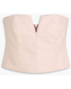 Zimmermann Cropped Strapless Linen Bustier Top - Pink